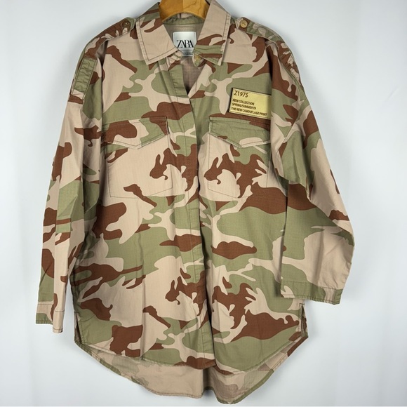 Zara Tops - Zara Military Inspired New Camouflage Button Down